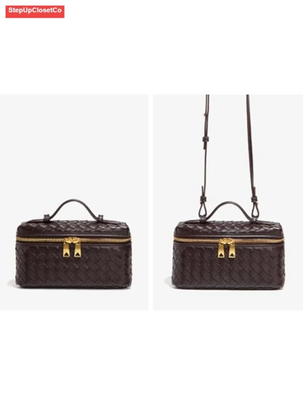 Womens Woven Leather Crossbody Bag Top Handle Handbag Satchel